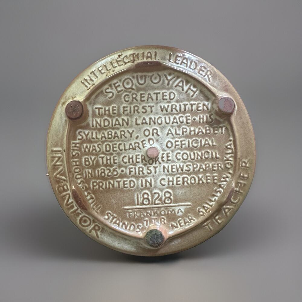 Sequoyah Cherokee Alphabet Ceramic Trivet Native American Brown Round - Picture 3 of 4